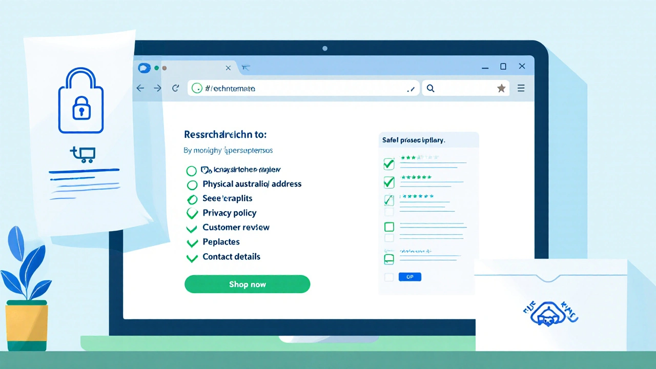 Illustration of a laptop showing a secure prescription upload and safety checklist.