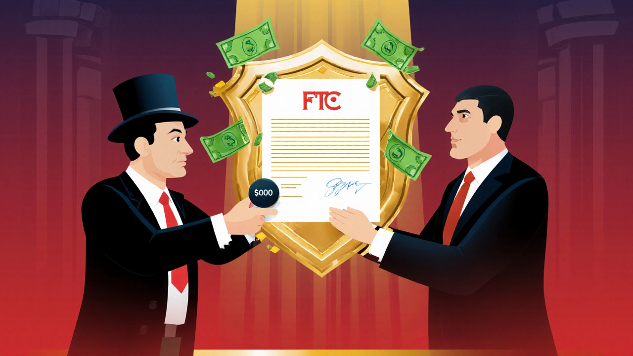 FTC shield stopping a secret pay-for-delay deal between brand and generic drug companies.