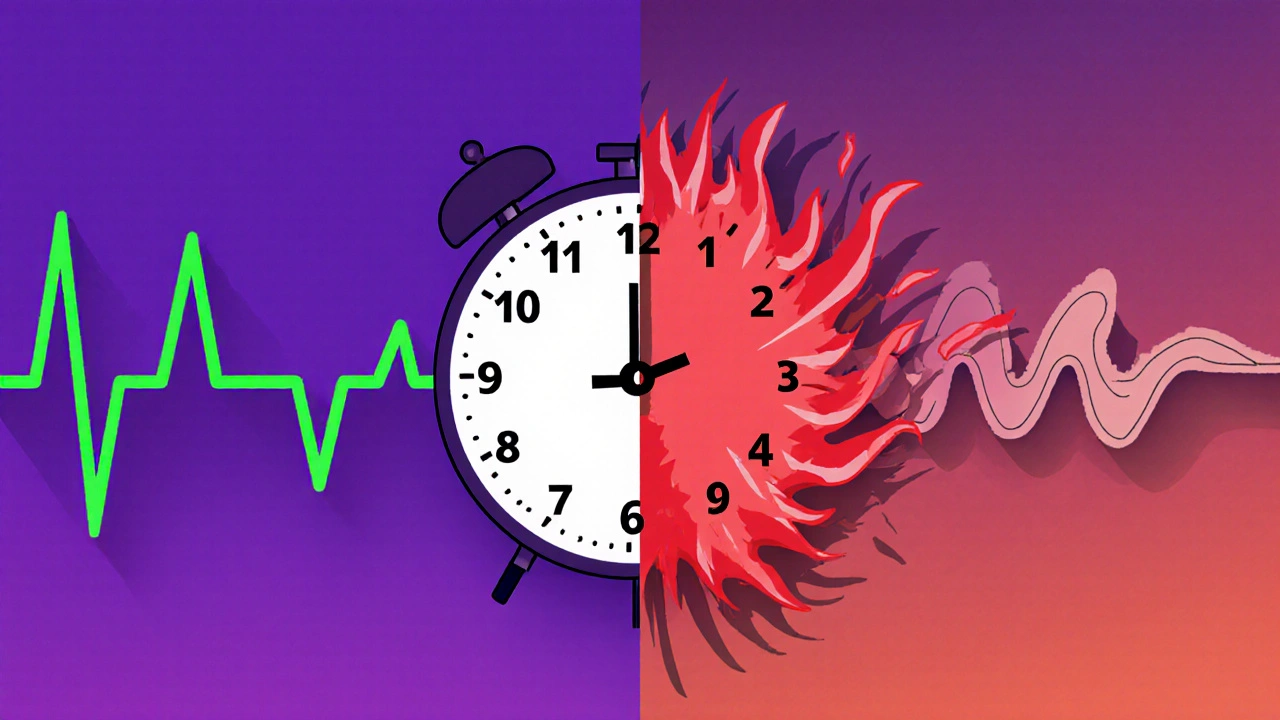 Split image of insulin timing: steady blood sugar vs. dangerous hypoglycemia crash.